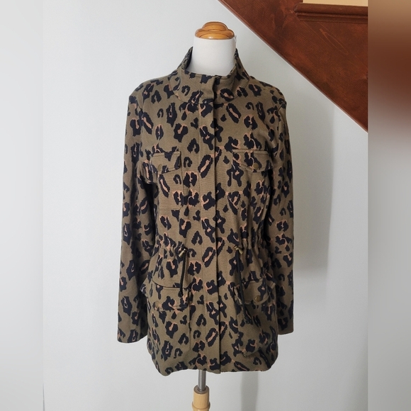 Anthropologie Tabitha Light Weight Jacket Size M leopard print Utility - Picture 5 of 8